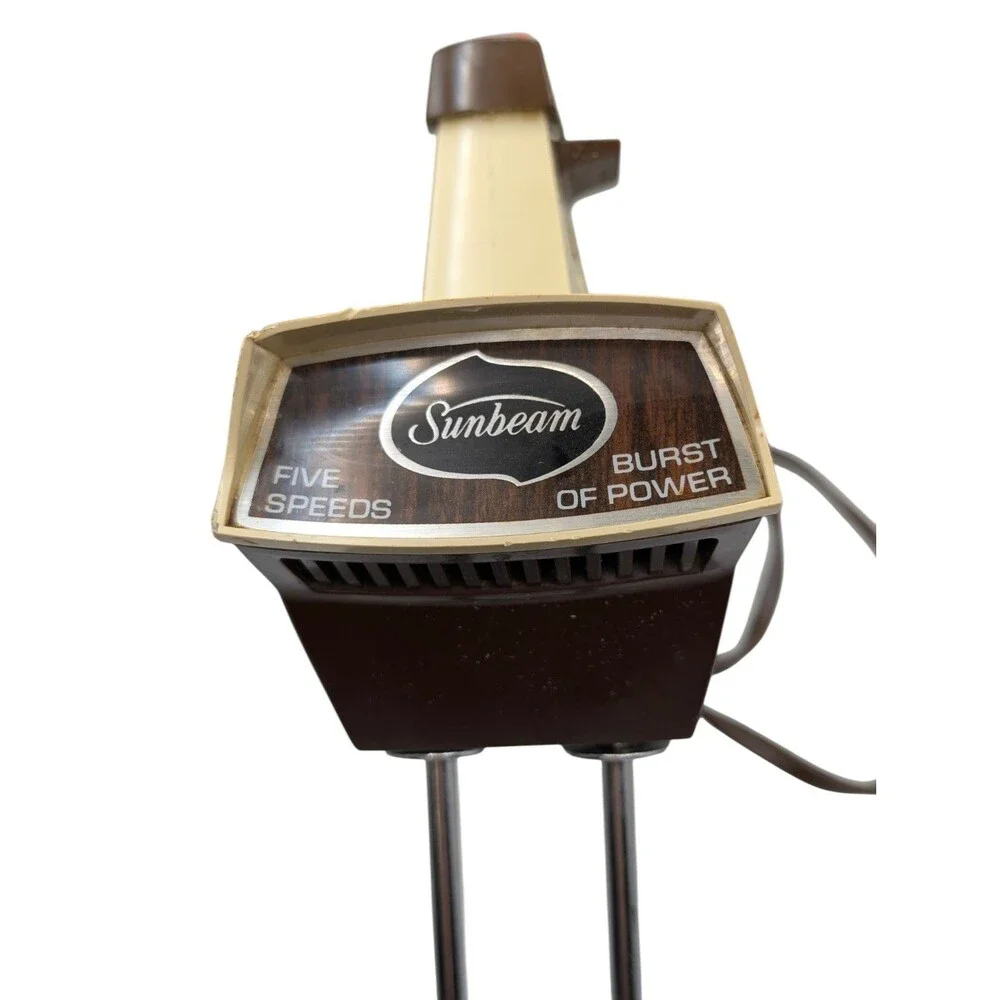 Vintage Sunbeam Mixmaster Hand Mixer 5 Speed 3-76 Almond Brown Burst of Power